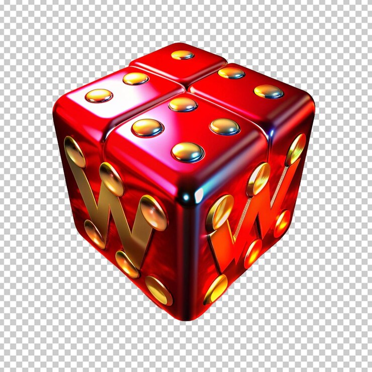 PSD dados rojos 3d con texto de victoria