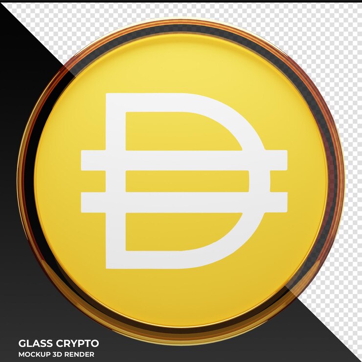 PSD dai glass crypto coin ilustración 3d