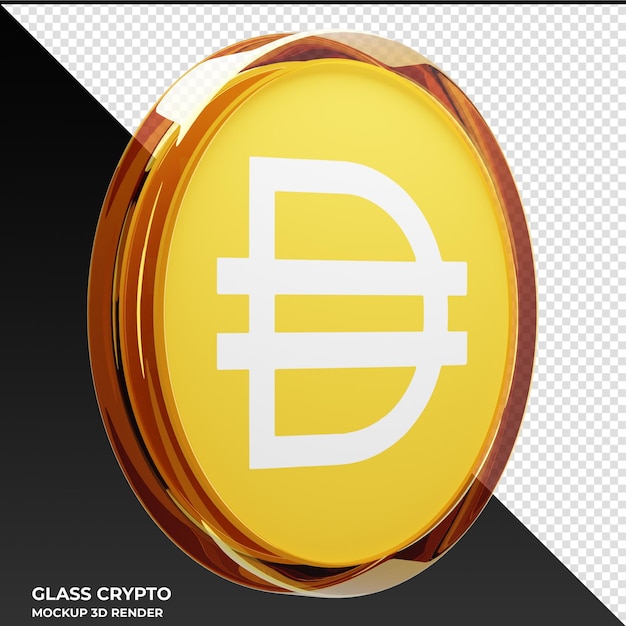 DAI Glass Crypto Coin Ilustración 3D
