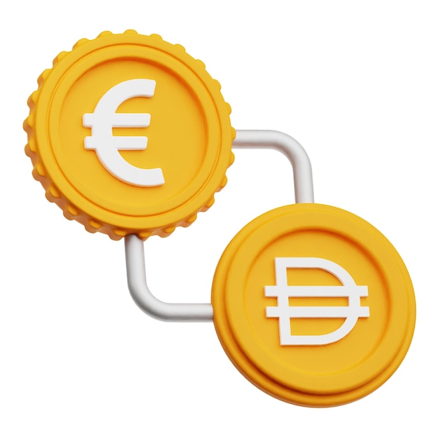 DAI-Krypto-Token 3D-Symbol isoliert auf weißem Hintergrund