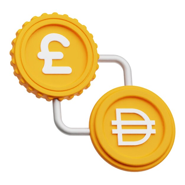 DAI-Krypto-Token 3D-Symbol isoliert auf weißem Hintergrund