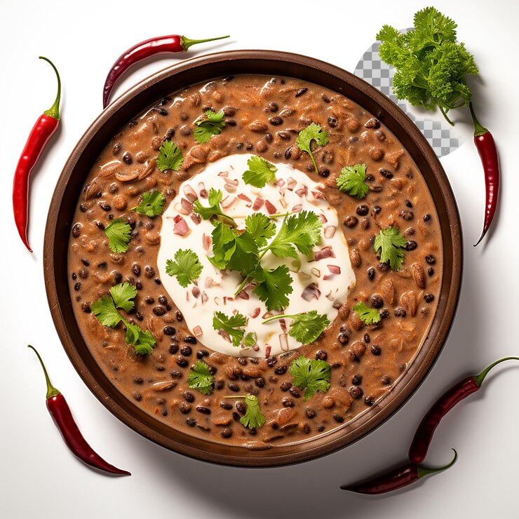 PSD dal makhani plato popular de la región de punjab en un fondo transparente