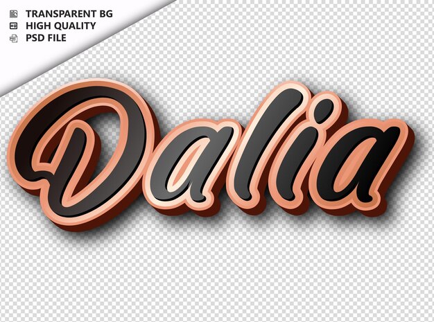 PSD dalia tipografía texto bronce negro psd transparente