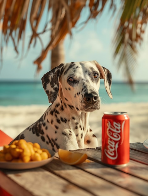 PSD dalmatiens se relaxant sur une plage