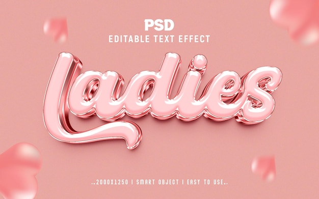Damen 3D-bearbeitbare Psd-Text-Effekt-Stil