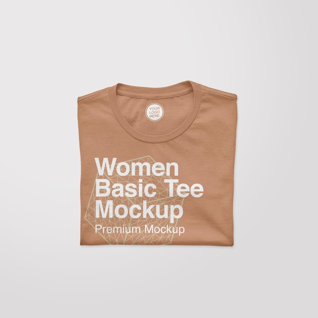 Damen Basic gefaltetes T-Shirt Mockup