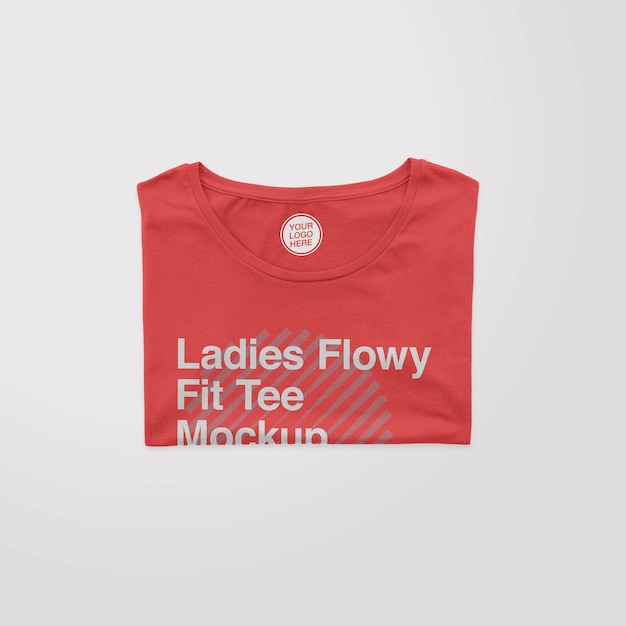 Damen Flowy Fit T-Shirt gefaltetes Mockup