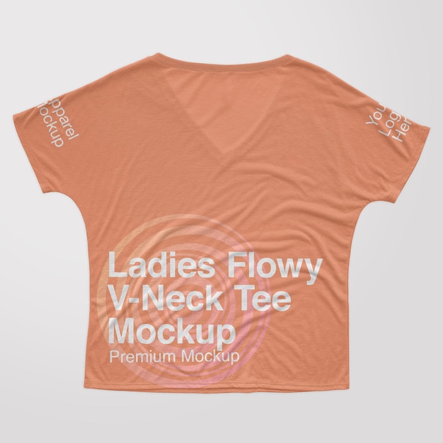 Damen flowy vneck back tee mockup