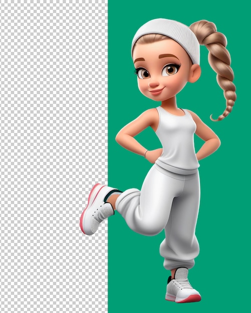 Dançarina de esporte de menina de desenho animado psd 3d