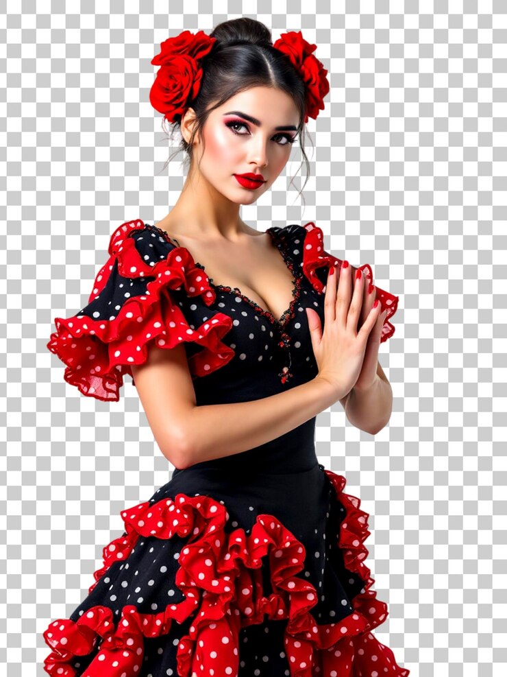 PSD dançarina de flamenco de vestuário vermelho