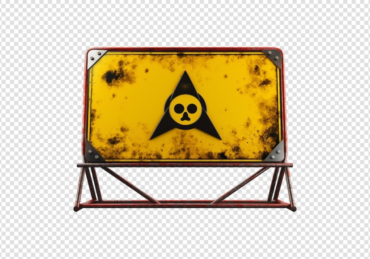PSD danger of warning sign isolated on transparent background