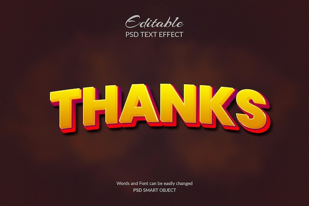 Danke 3D bearbeitbarer Texteffektstil