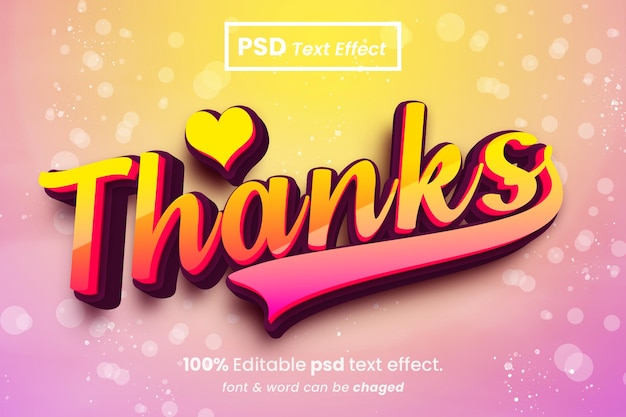 PSD danke bearbeitbarer 3d-texteffekt