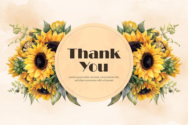 Dankeskartenvorlage mit Aquarellblumen