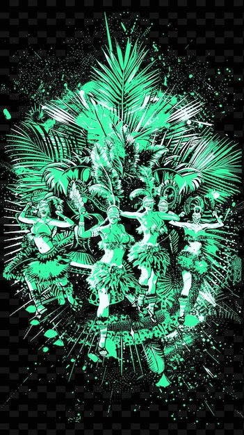 PSD des danseurs de samba se produisent dans un défilé de rue animé avec des affiches musicales illustrées en couleurs
