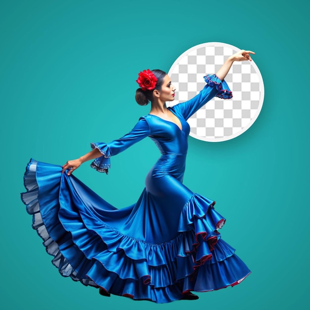 PSD une danseuse de flamenco dans une belle robe sur un fond transparent