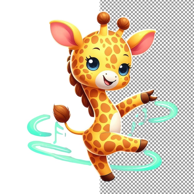 PSD danza del deleite arte vectorial caprichoso con animales lindos en un fondo png