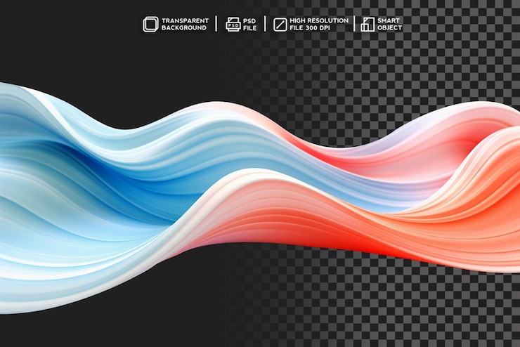 PSD danzas de tonos pastel ondas fluidas abstractas con colores vibrantes sobre un fondo transparente