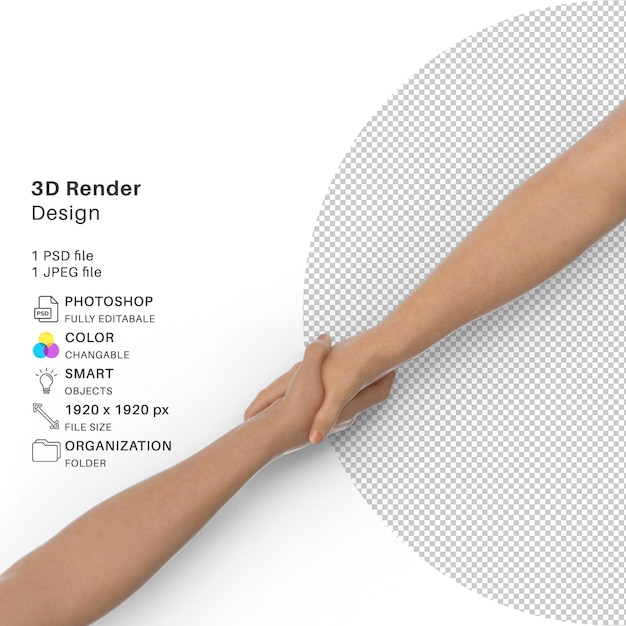Dar la mano Modelado 3D Archivo PSD Mano realista