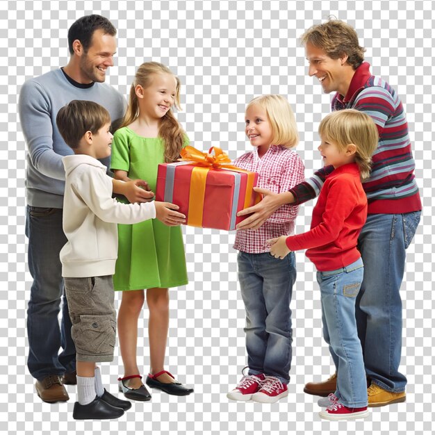 PSD dar regalos a los niños aislados sobre un fondo transparente