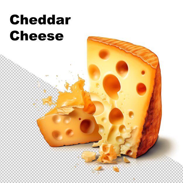 PSD dargestellt ist ein cheddar-käse mit einem stück käse in der ecke.