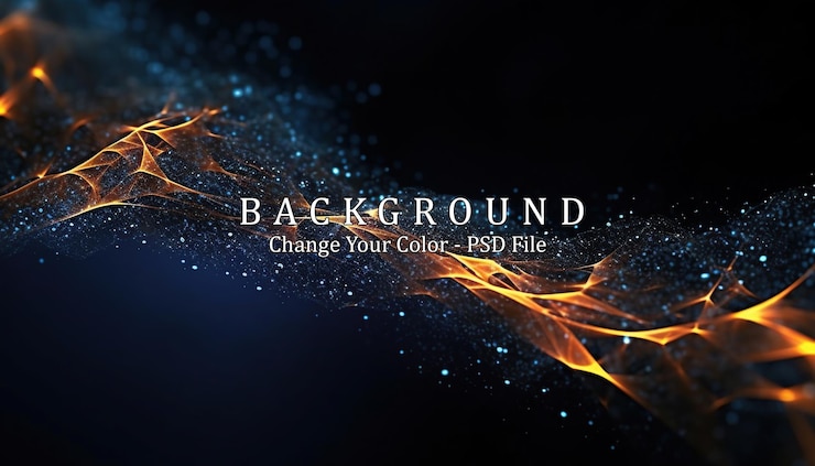 PSD dark blue and glow particle abstract background generative ai