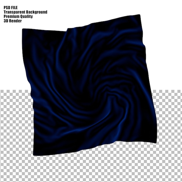 Dark Blue Velvet Fabric with Flowing Drape and Transparent Background