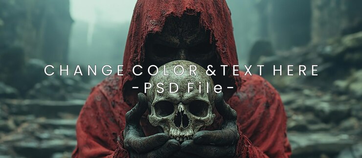 PSD dark figure holding skull