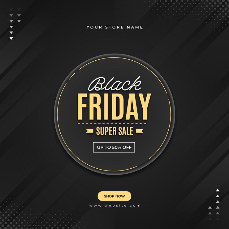 PSD dark grey and gold black friday super sale flyer template