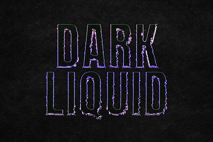 PSD dark liquid text effect