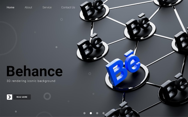 dark metallic behance sign isolated minimal style social networking iconic background 3d render