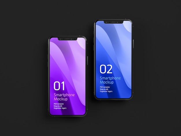 Dark mobile device mockup