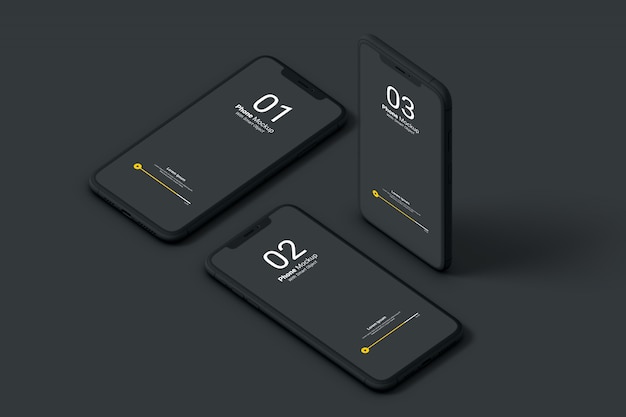 PSD dark phone screen mockup