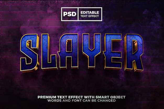 PSD dark slayer gold 3d bearbeitbarer texteffekt