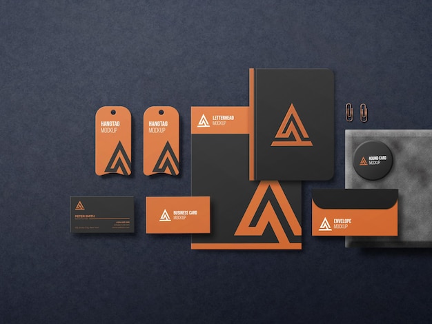 Dark stationery branding-mock-up-set