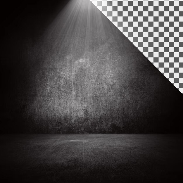 Dark Studio Stage with Spotlight and Concrete Floor