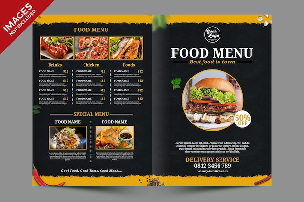 PSD dark vintage food and beverages menu best for restaurant promotion premium psd template