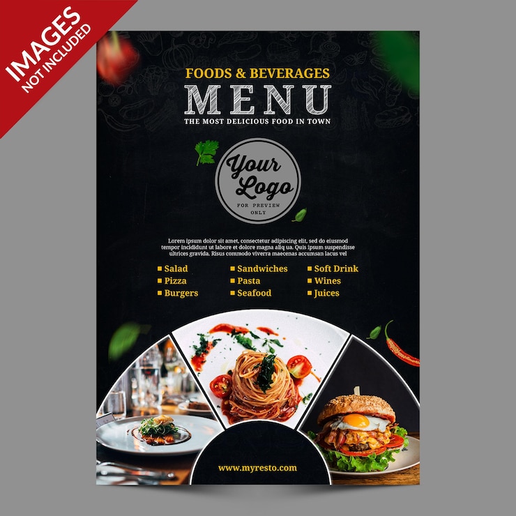 PSD dark vintage restaurant food beverages menu premium psd templat