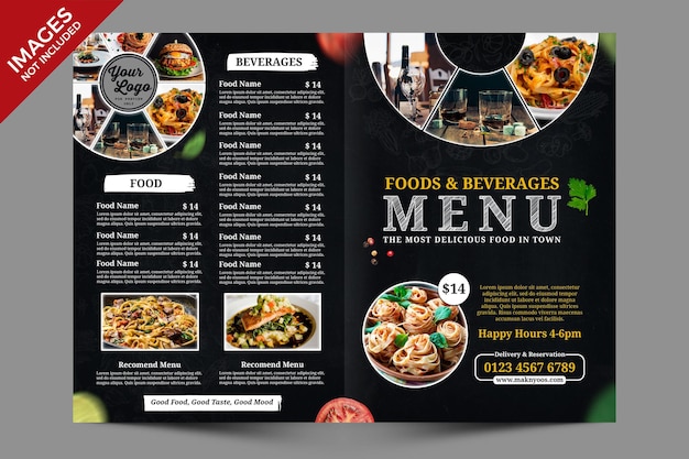 Dark Vintage Restaurant Speisen Getränke Menü Premium PSD Templat
