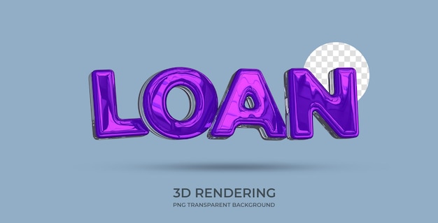 Darlehen Textstil 3D-Rendering transparenten Hintergrund