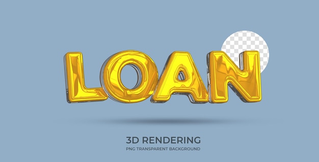 Darlehen Textstil 3D-Rendering transparenten Hintergrund