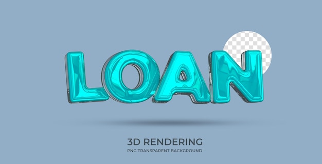 Darlehen Textstil 3D-Rendering transparenten Hintergrund
