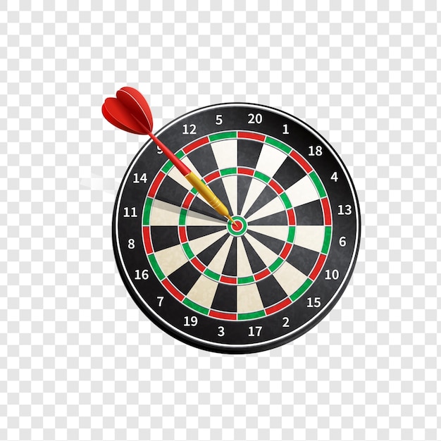dart and dartboard aiming for the bullseye isolated on transparent background