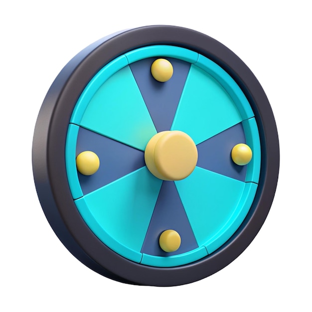 un dartboard azul y negro con un círculo azul y amarillo en él
