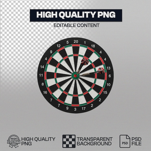Dartboard con dardos de alta calidad PNG Contenido editable