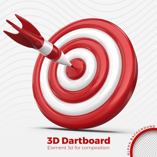 PSD dartscheibe 3d render isoliert