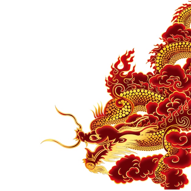 das chinesische Tierkreiszeichen des Drachen, isoliert auf weißem Hintergrund
