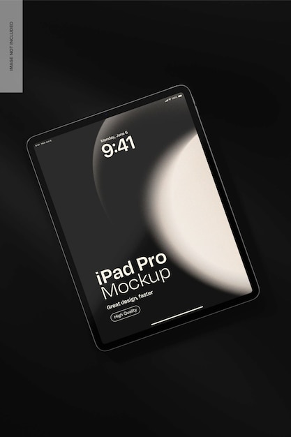 Das dunkle ipad pro mockup top view