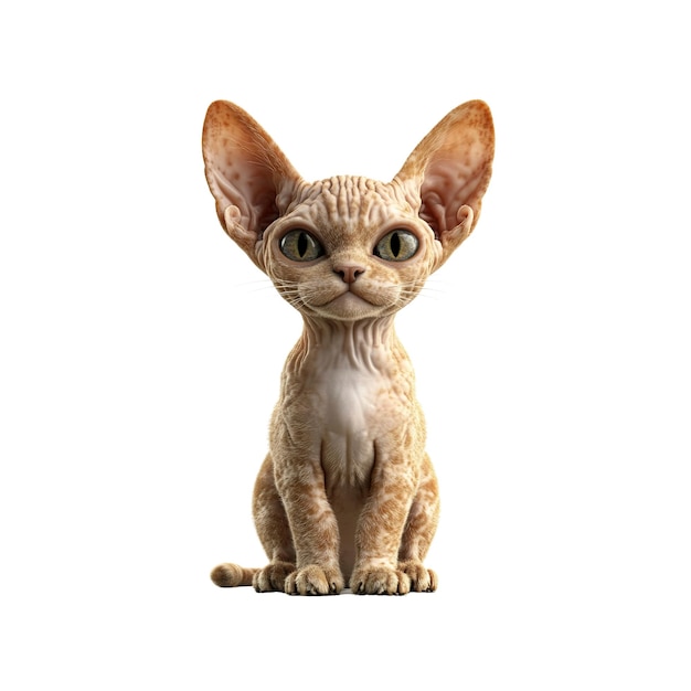 Das entzückende Devon Rex Kätzchen sitzt im Studio.