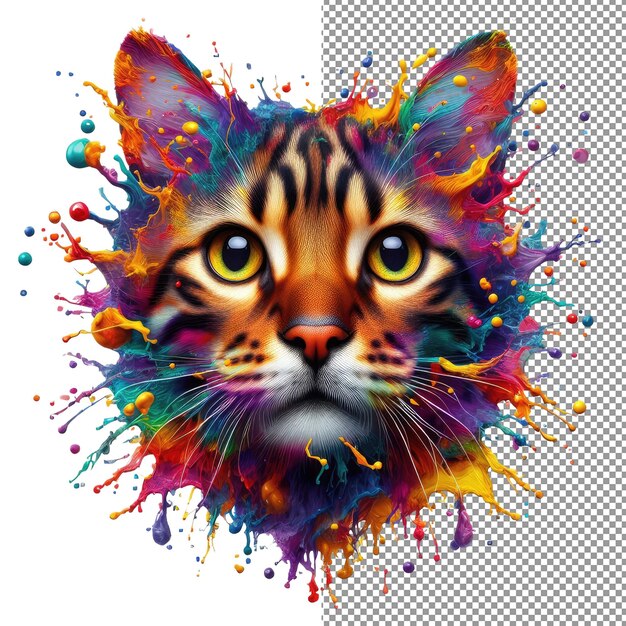 PSD das farbenfrohe porträt der kaleidokitty-katze